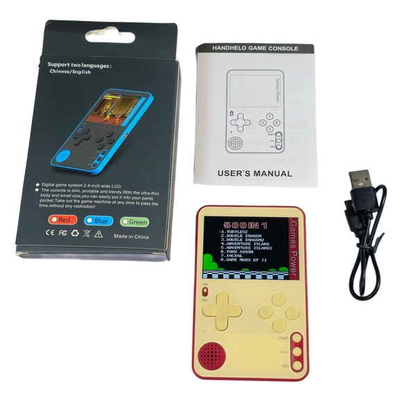 Handheld Console with 500 classic games - Red and Cream